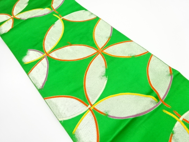 JAPANESE KIMONO / ANTIQUE FUKURO OBI / SILK / WOVEN SHIPPO PATTERN